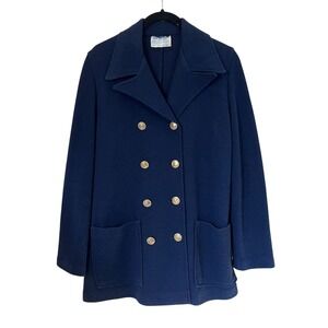 Vintage 70's H&M Blue Nautical Jacket Blazer Cotton Size 36 Fisherman